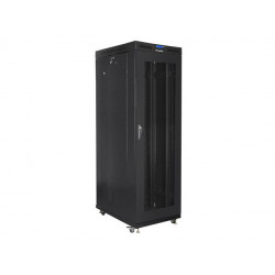 Szafa instalacyjna stojąca 19" 42U 800x1000 czarna drzwi perforowane LCD Lanberg (flat pack)