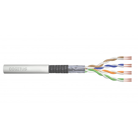 Kabel teleinformatyczny patchcordowy DIGITUS kat.5e, SF/UTP, linka, AWG 26/7, PVC, 305m, szary, karton