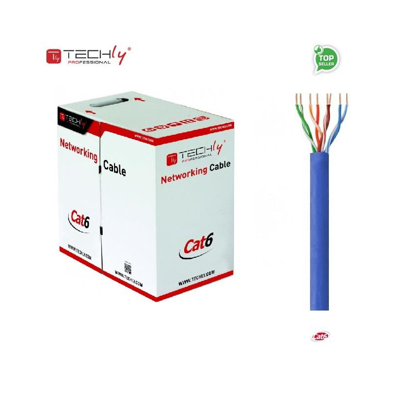 Kabel instalacyjny TechlyPro skrętka Cat6 UTP 4x2 drut CCA 305m, niebieski