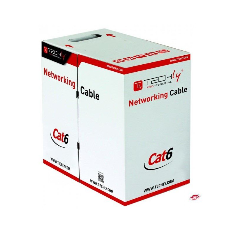 Kabel instalacyjny TechlyPro skrętka Cat6 UTP 4x2 linka CCA 305m, szary