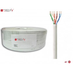 Kabel instalacyjny TechlyPro skrętka Cat6 U/UTP drut 100% miedź LSZH/LSOH 100m, szary