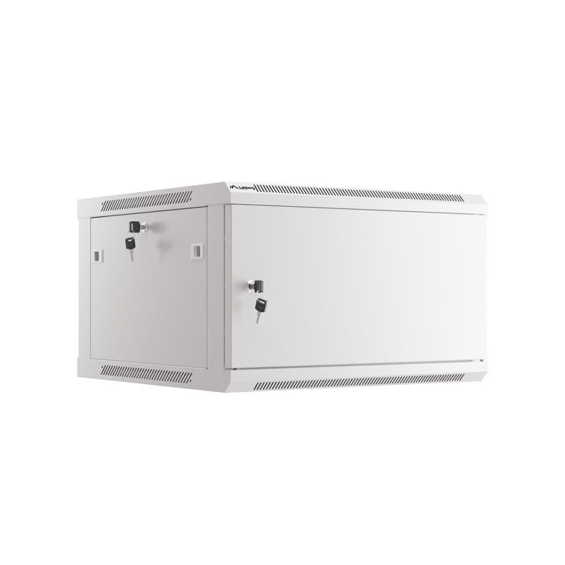 Szafa instalacyjna wisząca 19" 6U 600x600 szara drzwi metalowe Lanberg (flat pack)