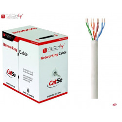 Kabel instalacyjny TechlyPro skrętka Cat5e UTP linka, 305m SOHO CCA Szary