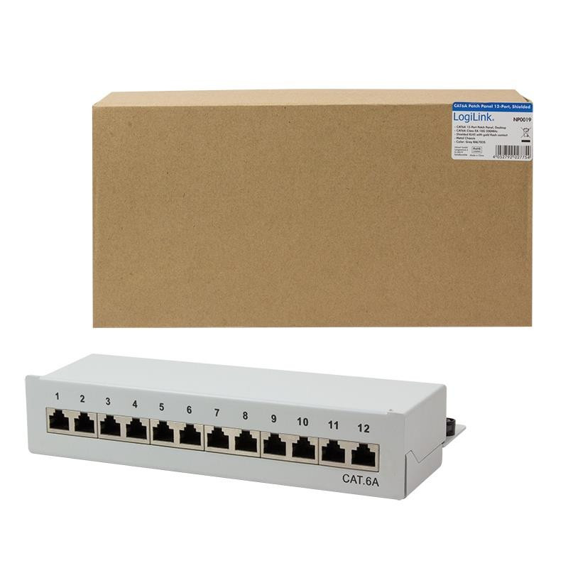 Patch panel stacjonarny LogiLink NP0019 12x RJ45 kat.6A ekranowany