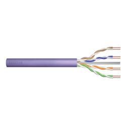 Kabel teleinformatyczny instalacyjny DIGITUS kat.6, U/UTP, Dca, drut, AWG 23/1, LSOH, 50m, fioletowy, ofoliowany