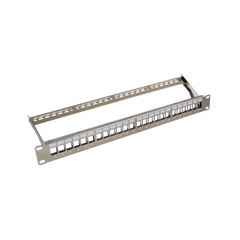 Patch panel EFB-Elektronik 37576.1, 24 porty do modułów Keystone, 1U, z tacką do kabli