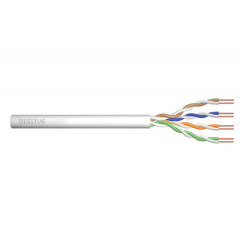 Kabel teleinformatyczny instalacyjny DIGITUS kat.5e, U/UTP, Eca, drut, AWG 24/1, PVC, 50m, szary, ofoliowany