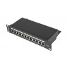 Patch panel Lanberg PPF6-9012-B 12 port 1U 10" kat.6 ekranowany czarny