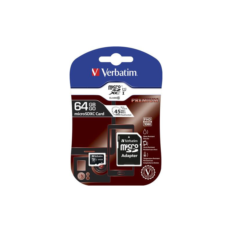 Karta pamięci MicroSDXC Verbatim 64GB Class 10 + adapter