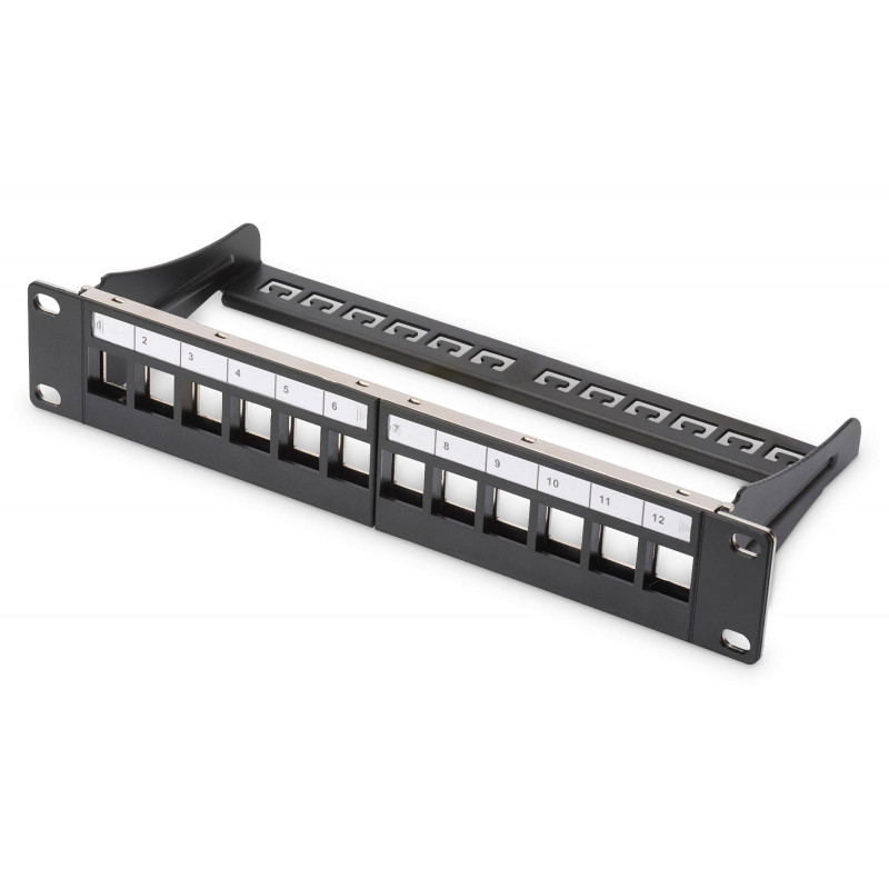 Patch panel pusty DIGITUS 10" 12 port 1U do modułów keystone (RAL 9005)