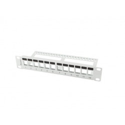 Patch panel pusty Lanberg 12 port 1U 10" z organizerem do modułów keystone szary