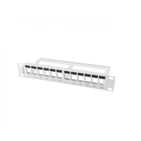 Patch panel pusty Lanberg 12 port 1U 10" z organizerem do modułów keystone szary