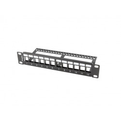 Patch panel pusty Lanberg 12 port 1U 10" z organizerem do modułów keystone czarny