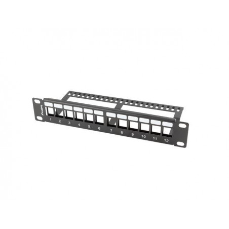 Patch panel pusty Lanberg 12 port 1U 10" z organizerem do modułów keystone czarny