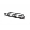 Patch panel pusty Lanberg 12 port 1U 10" z organizerem do modułów keystone czarny