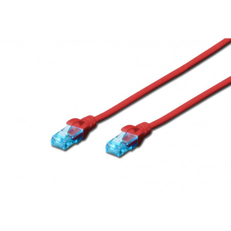 Patchcord DIGITUS UTP kat. 5e 0,5m PVC czerwony