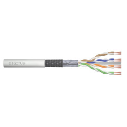 Kabel teleinformatyczny patchcordowy DIGITUS kat.6, SF/UTP, linka, AWG 26/7, LSOH, 100m, szary, karton