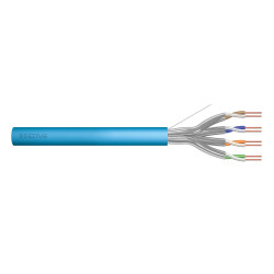 Kabel teleinformatyczny instalacyjny DIGITUS kat.6A, U/FTP, Dca, drut, AWG 23/1, LSOH, 100m, niebieski, ofoliowany