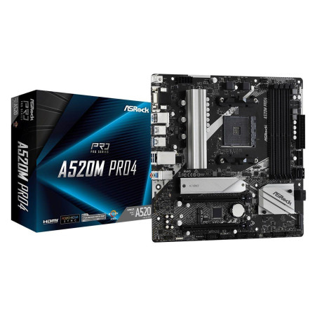 Płyta ASRock A520M Pro4 /AMD A520M/DDR4/SATA3/M.2/USB3.1/PCIe3.0/AM4/mATX