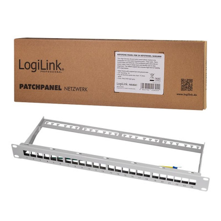 Patch panel 19" LogiLink NK4041 24 x keystone, 1U, ekranowany, szary