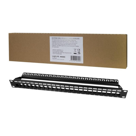 Patch panel 19" LogiLink NK4043 24 x keystone, 1U, nieekranowany, czarny