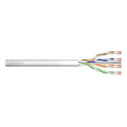 Kabel teleinformatyczny patchcordowy DIGITUS kat.6, U/UTP, linka, AWG 26/7, LSOH, 100m, szary, karton