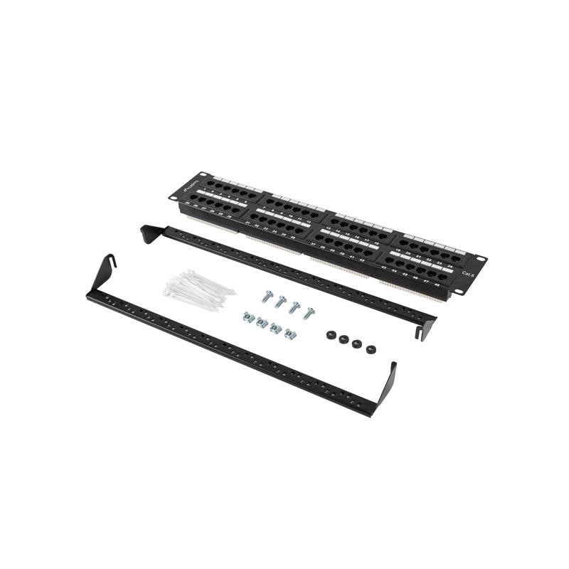 Patch panel Lanberg PPU6-2048-B 48 port 2U 19" kat.6 czarny