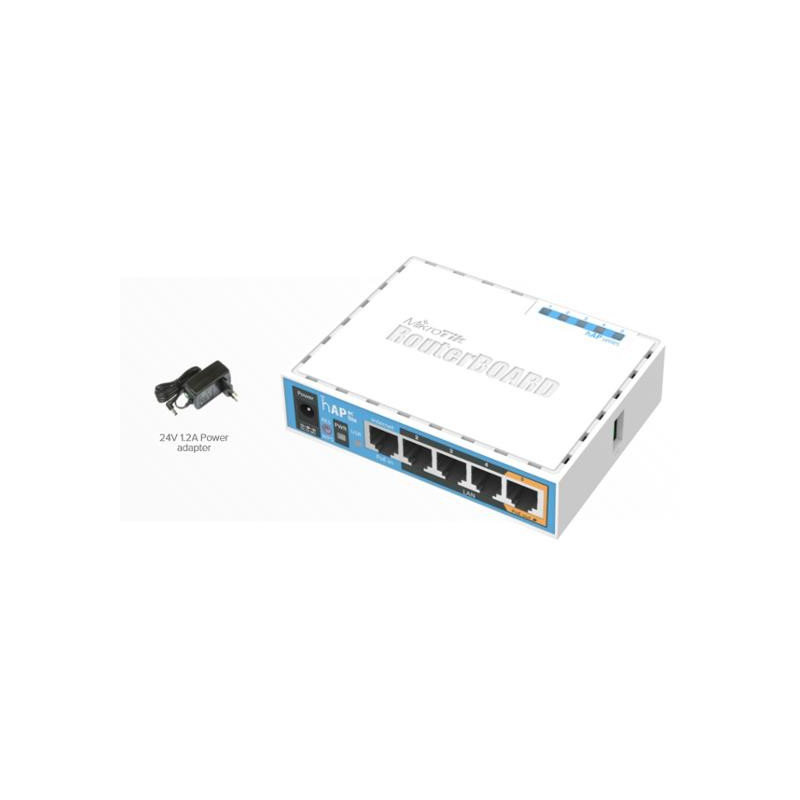 Access Point MikroTik hAP ac lite (650MHz CPU) 32MB RAM, 4x LAN, 2.4GHz 802.11b/g/n, RouterOS L4