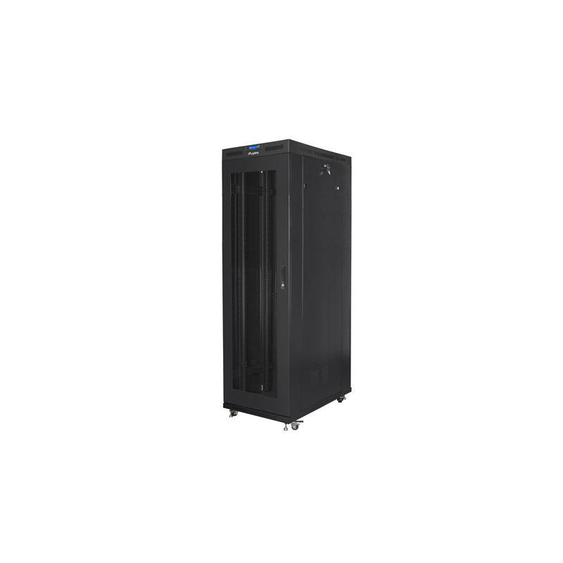 Szafa instalacyjna stojąca 19" 42U 800x1200 czarna drzwi perforowane LCD Lanberg (flat pack)