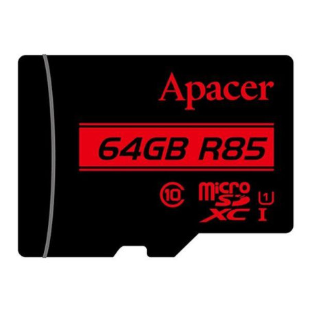 Karta pamięci microSDXC Apacer R85 64GB (85/10 MB/s) Class 10 U1 + Adapter