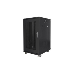 Szafa instalacyjna Rack stojąca 19" 22U 800x800 czarna drzwi perforowane Lanberg (flat pack)