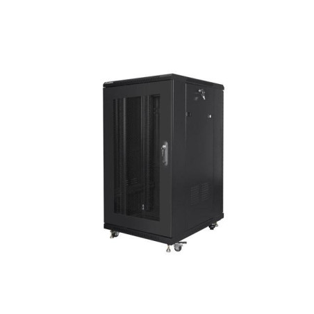 Szafa instalacyjna Rack stojąca 19" 22U 800x800 czarna drzwi perforowane Lanberg (flat pack)