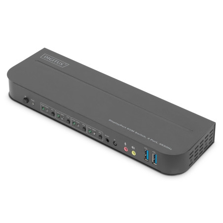 Przełącznik KVM DIGITUS 4 portowy DisplayPort do 1 port DP/HDMI 4K 60Hz 2xUSB, audio