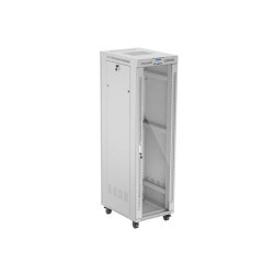 Szafa instalacyjna Rack stojąca 19" 42U 600x800 szara drzwi szklane LCD Lanberg (flat pack)