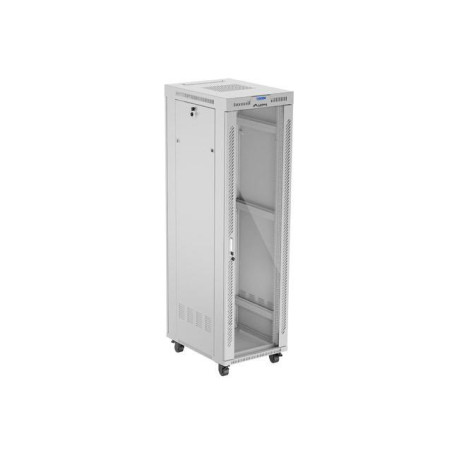 Szafa instalacyjna Rack stojąca 19" 42U 600x800 szara drzwi szklane LCD Lanberg (flat pack)