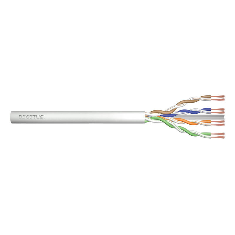 Kabel teleinformatyczny patchcordowy DIGITUS kat.6, U/UTP, linka, AWG 26/7, LSOH, 305m, szary, karton