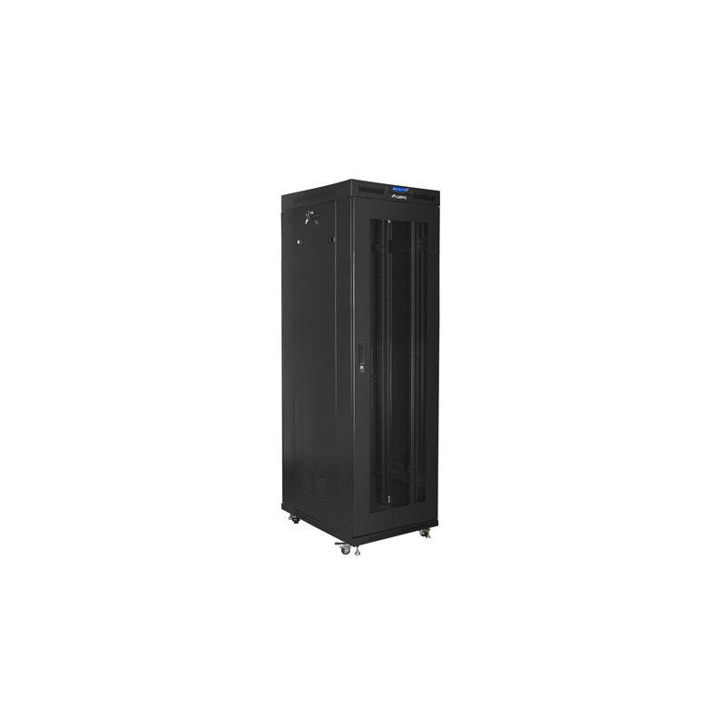 Szafa instalacyjna Rack stojąca 19" 42U 800x800 Drzwi perforowane czarna Lanberg LCD (flat pack)