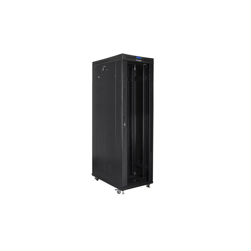 Szafa instalacyjna Rack stojąca 19" 42U 600x1200 czarna drzwi szklane LCD Lanbeg (flat pack)