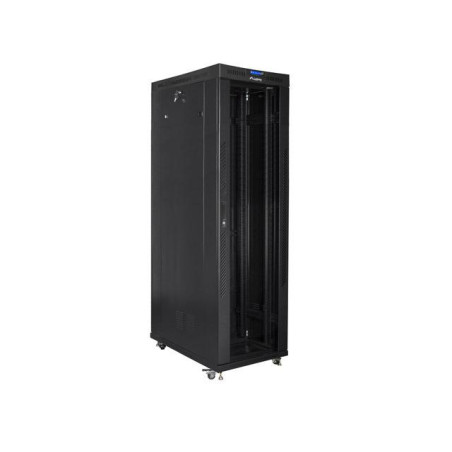 Szafa instalacyjna Rack stojąca 19" 42U 600x1200 czarna drzwi szklane LCD Lanbeg (flat pack)