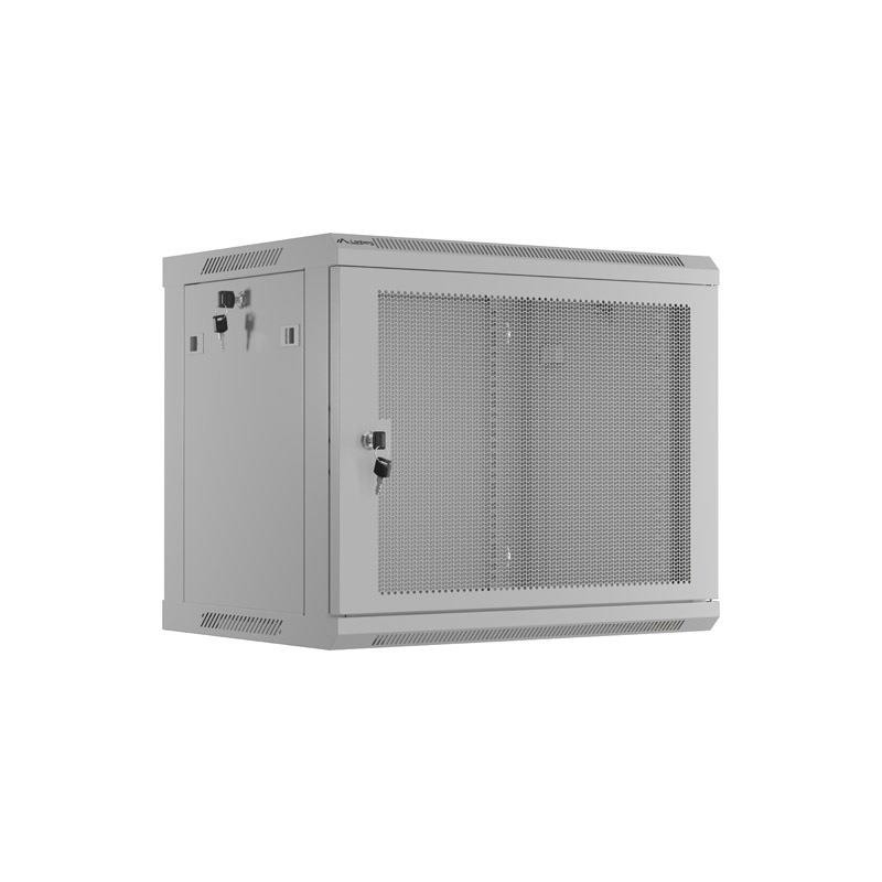 Szafa instalacyjna Lanberg rack wisząca 19" 9U 600x450 drzwi perforowane szara (flat pack)