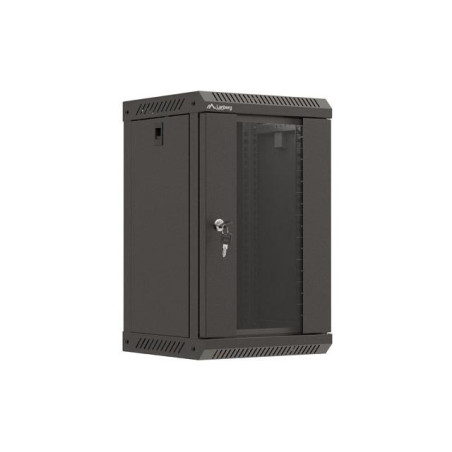 Szafa instalacyjna Rack Lanberg Wisząca 10" 9U 300x300 Drzwi Przeszklone (flat pack) Czarna