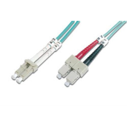 Kabel krosowy (patchcord) DIGITUS światłowodowy LC/SC, dplx, MM 50/125, OM3, LSOH, 3m, turkusowy