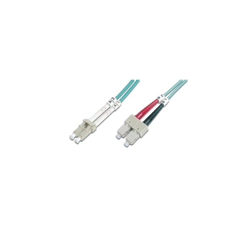 Kabel krosowy (patchcord) DIGITUS światłowodowy LC/SC, dplx, MM 50/125, OM3, LSOH, 3m, turkusowy