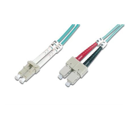 Kabel krosowy (patchcord) DIGITUS światłowodowy LC/SC, dplx, MM 50/125, OM3, LSOH, 3m, turkusowy