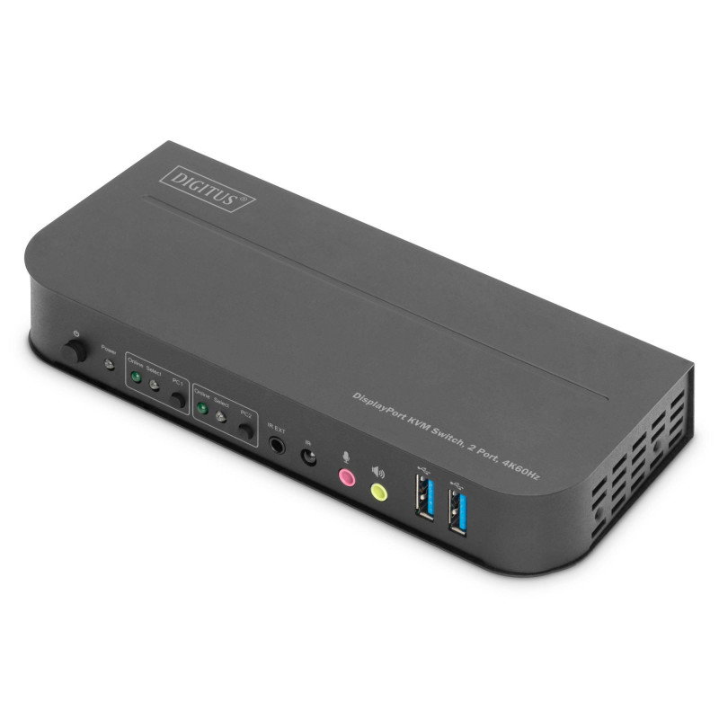 Przełącznik KVM DIGITUS 2 portowy DisplayPort do 1 port DP/HDMI 4K 60Hz 2xUSB audio