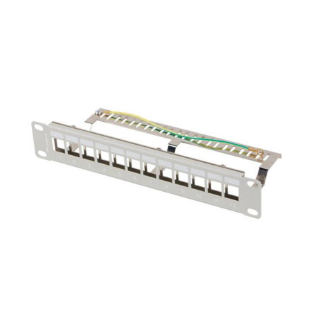 Patch panel pusty Lanberg 12 Port 1U 10" FTP z organizerem do modułów Keystone szary