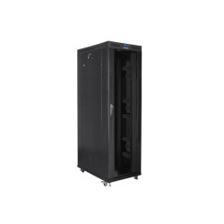 Szafa instalacyjna Rack stojąca 19" 42U 800x1200 czarna drzwi szklane LCD Lanberg (flat pack) - USZ OPAK