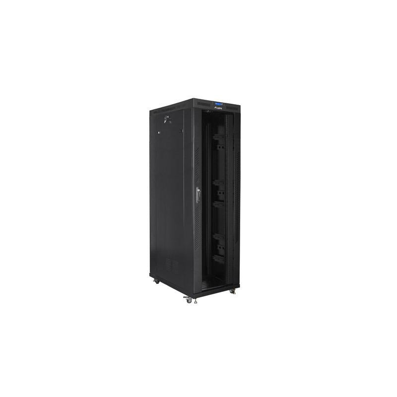 Szafa instalacyjna Rack stojąca 19" 42U 800x1200 czarna drzwi szklane LCD Lanberg (flat pack) - USZ OPAK