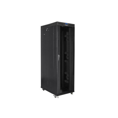 Szafa instalacyjna Rack stojąca 19" 42U 800x1200 czarna drzwi szklane LCD Lanberg (flat pack) - USZ OPAK