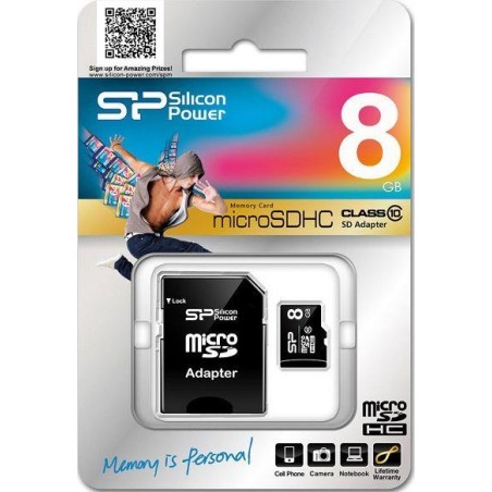 Karta pamięci MicroSDHC Silicon Power 8GB Class 10 + adapter - USZ OPAK